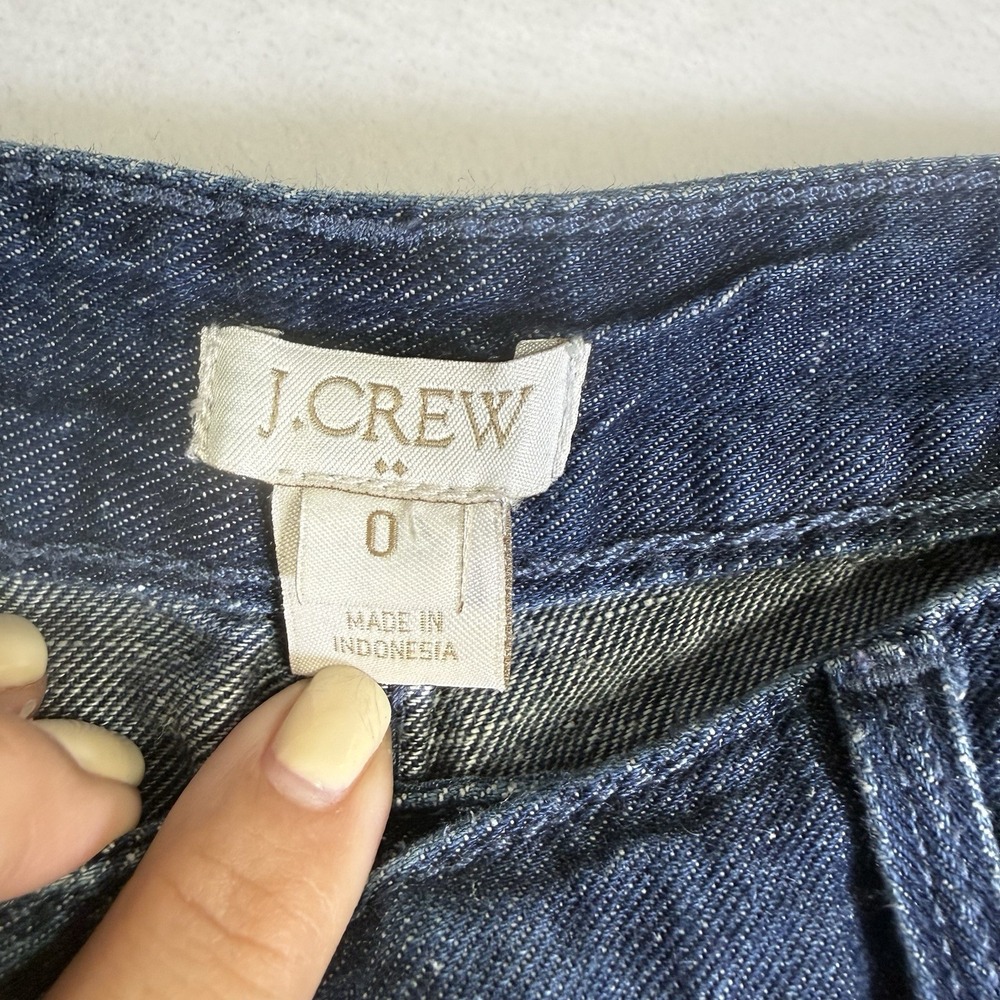 J.Crew Wide Leg Jeans Women 0 Blue Excellent Cotton Linen Blend Trouser F2116 - Picture 3 of 6